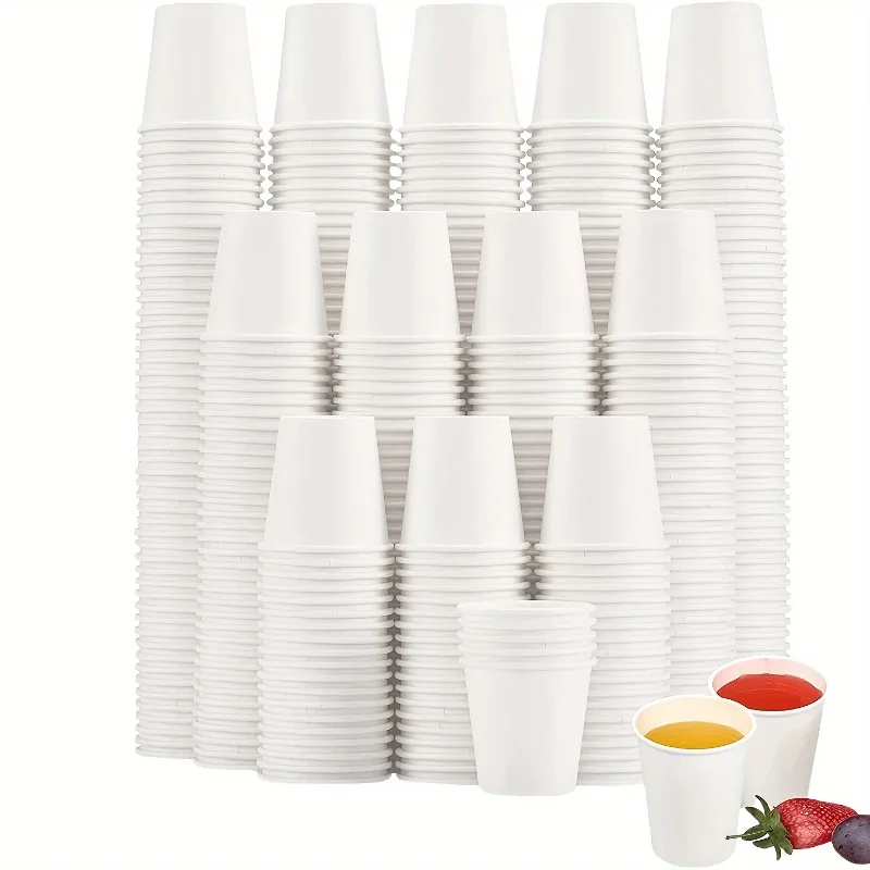 

50PCS Disposable Paper Cups White Mini Paper Cups Daily Life Coffee Candy Snacks Juice Supermarkets Holiday Party Activities