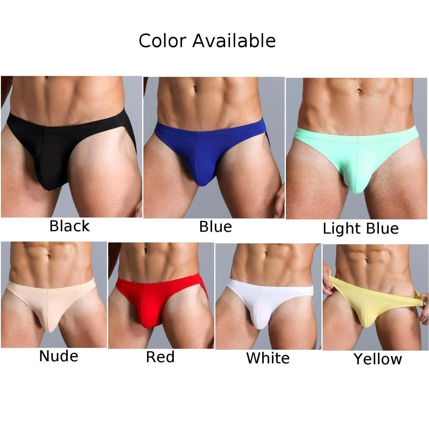 Men Sexy U-Convex Underwear Breathable Low Waist Lightweight Briefs Boys Sissy Convex Pouch Underpants Cool