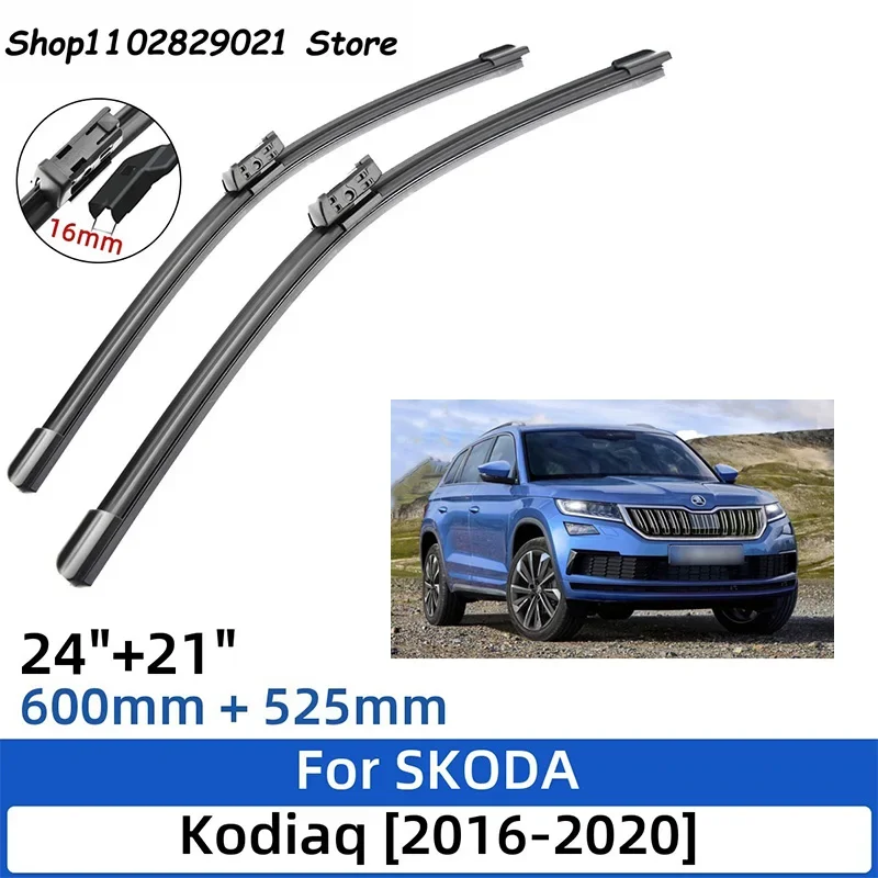 

2PCS For SKODA Kodiaq 2016-2020 24"+21" Front Rear Wiper Blades Windshield Windscreen Window Cutter Accessories 2019 2020