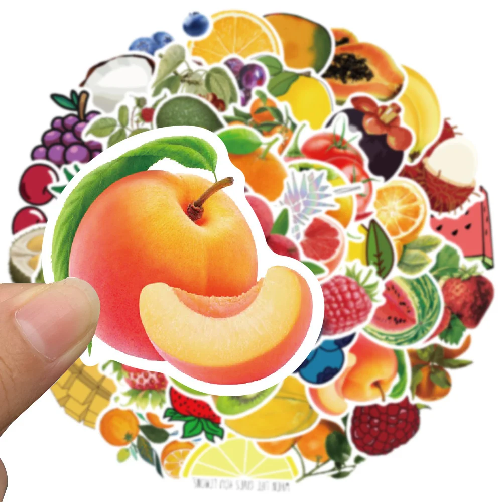 50pcs Peach Avocado Strawberry Watermelon Fruit Stickers Pack Guitar Ipad Phone Stationery Sticker DIY Journal Accessories