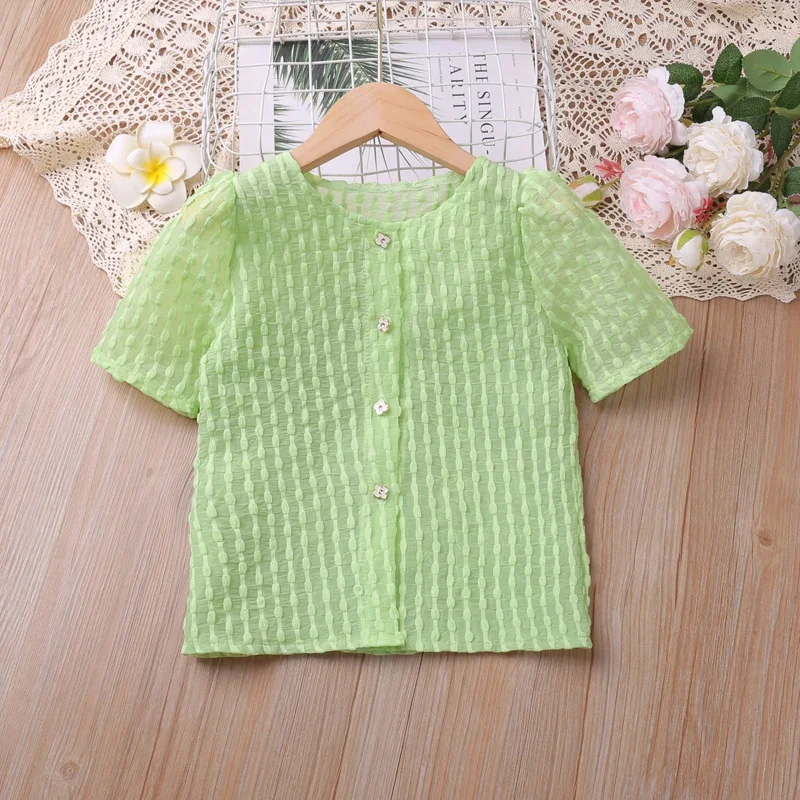 Humor Bear Girls Clothing Set Summer Green Casual Set Lace T Shirt and Pants 2pcs Children Clothes Kids Set