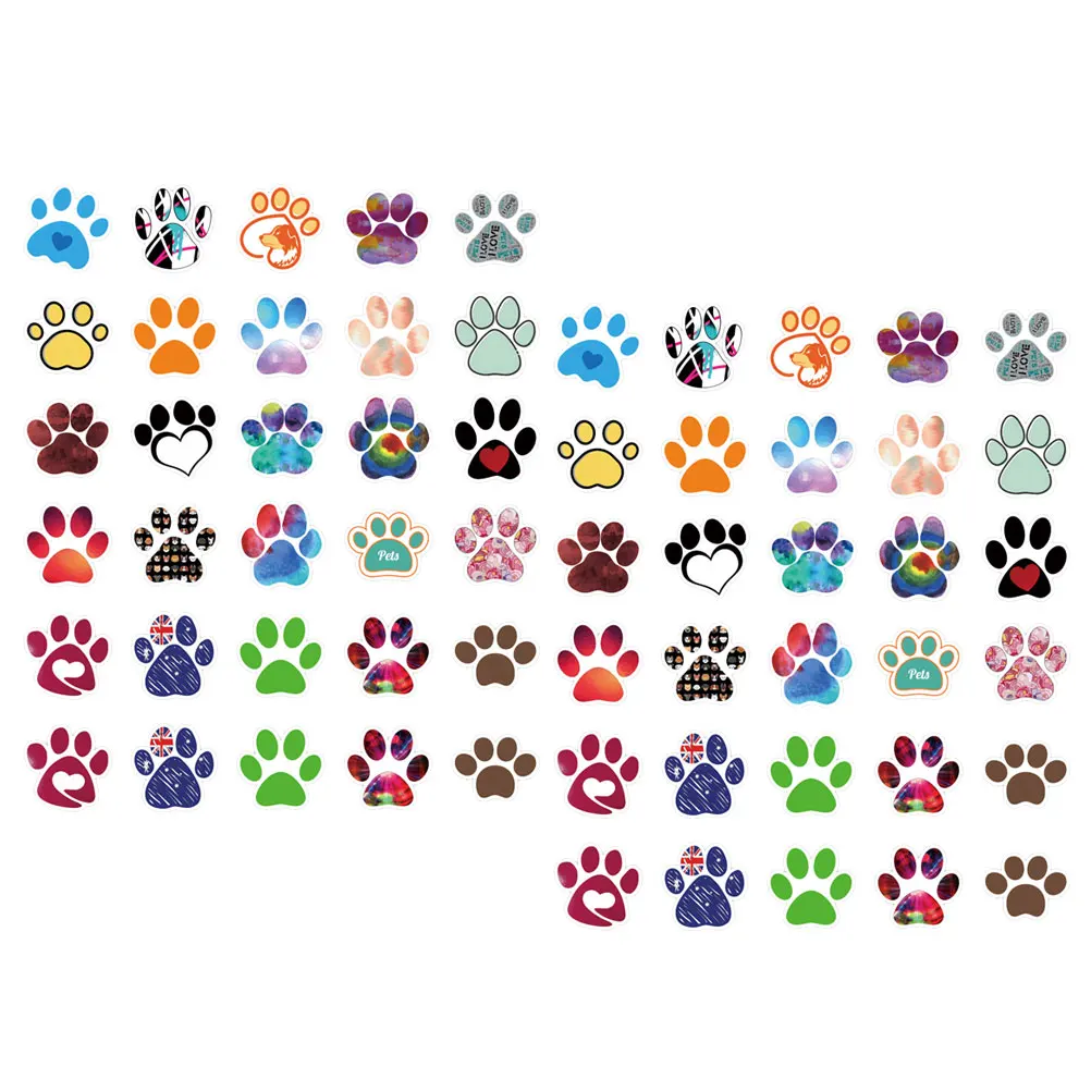 

60pcs Dog Dog Paw Stickers Print Stickers Removable Waterproof Cartoon Scrapbook Decal Diy For Notebook Bottle Suitcase