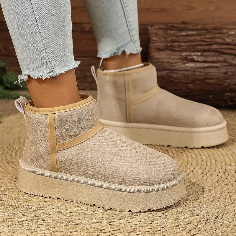 

Big Toe Snow Boots for Women Thick Sole Fleece-Lined Cotton Shoes Women Warm Northeast Short Boots