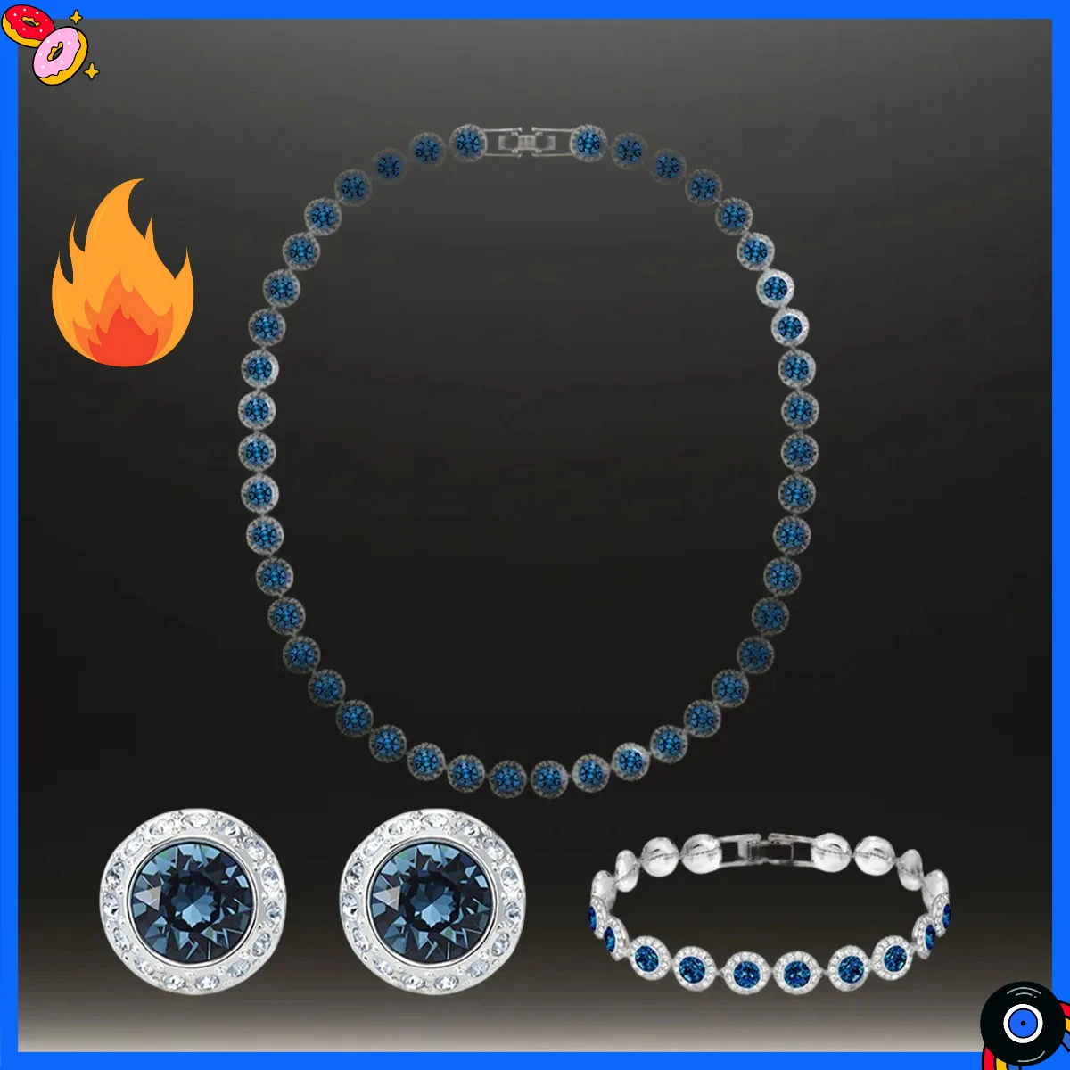 

2025 New Hot Selling High End Jewelry Crystal Necklace Earrings Bracelet Three Piece Set Ocean HeartSame Color Banquet Selection