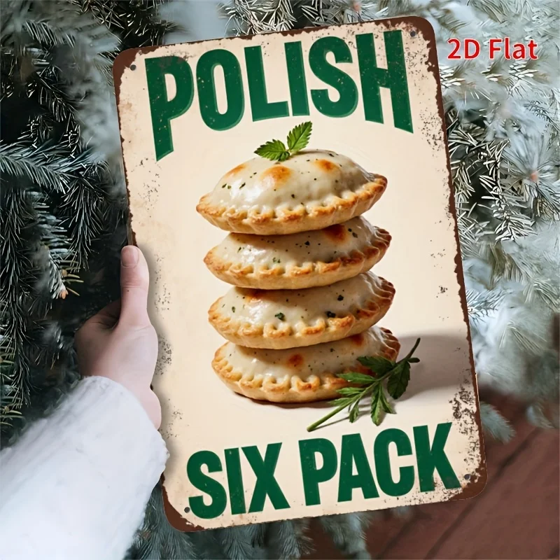 لوحة فنية جدارية مسطحة عتيقة ثنائية الأبعاد من القصدير، "الزلابية ذات ستة عبوات بولندية" على الطراز القديم، مناسبة للحانات والمقاهي والشاطئ Ho #1