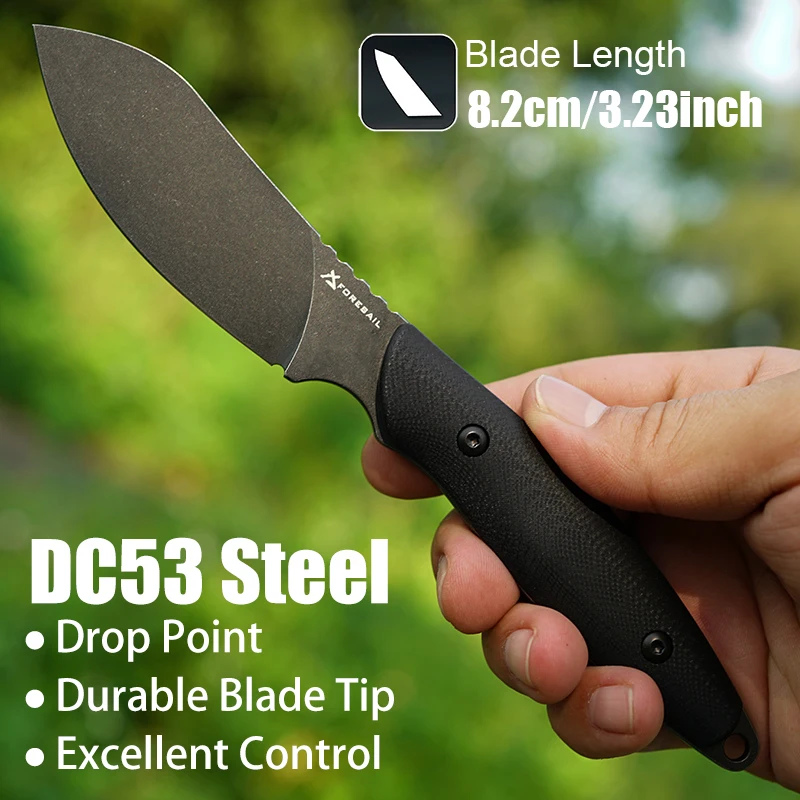 

FORESAIL DC53 Steel Blade Knife G10 Handle Sharp Fixed Blade Camping On Foot Fish Outdoor Survival Cutting Hunting EDCFruitknife