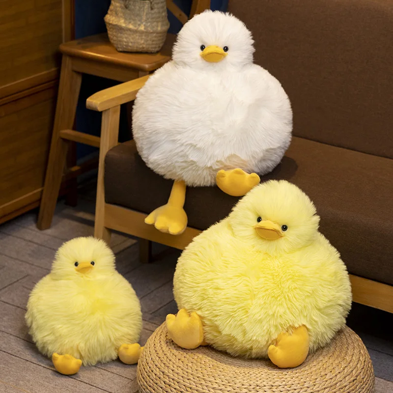 New Creative Fluffly Fat Duck Plush Toy Cute Stuffed Animal Soft Hairy Cartoon Pillow Sofa Cushion for Girls Kids Gift Home Deco