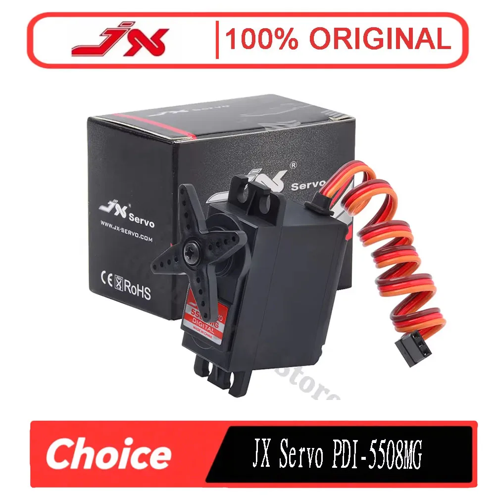 Serwo JX Servo PDI-5508MG 8kg z wysokim momentem obrotowym, metalowymi przekładniami, cyfrowe, bezrdzeniowe, standardowe serwo do helikopterów, samochodów RC, ciężarówek, buggy, robotów, ramion robotycznych, łodzi.