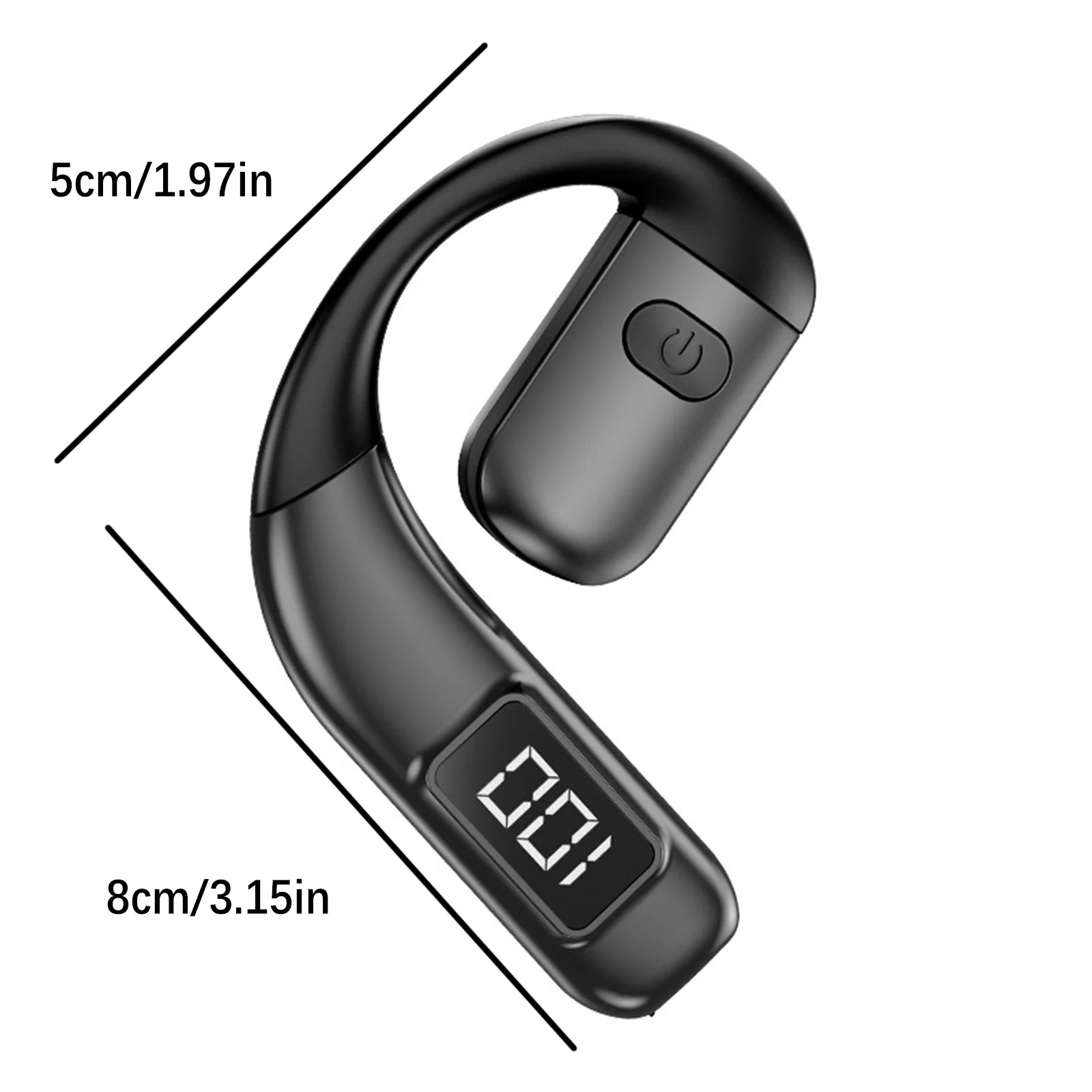 1Pc LED Display Wireless Bluetooth 5.5 Earphones Lightweight Headphone HiFi Stereo Noise Reduction Ear-Hook Sports Headset