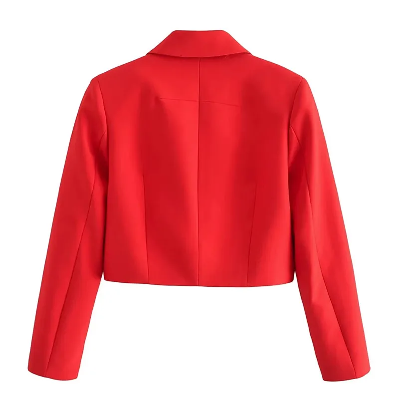 TRAF-Veste Courte à Manches sulfpour Femme, Blazer Rouge Élégant à la Mode, Nouvelle Collection