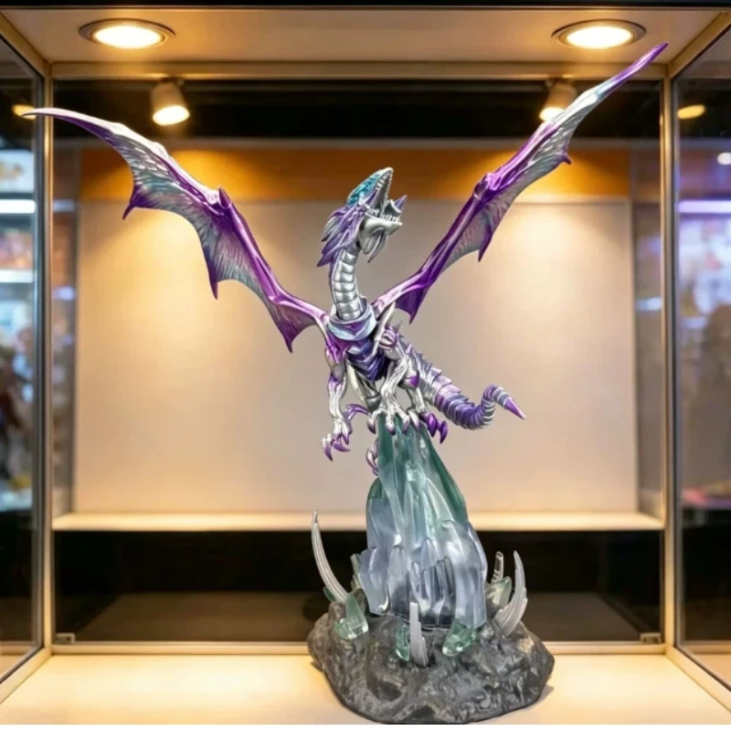 45cm Yu Gi Oh Blue Eyes White Dragon LED Light up PvC Action Doll Statue Detachable Display Anime Decoration Toy Collection