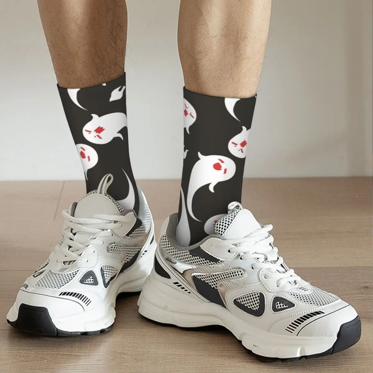 Hu Tao Ghost Genshin Impact Pattern Socks Men Fashion Video Game Socks Spring Summer Autumn Winter Middle Tube Socks Gift