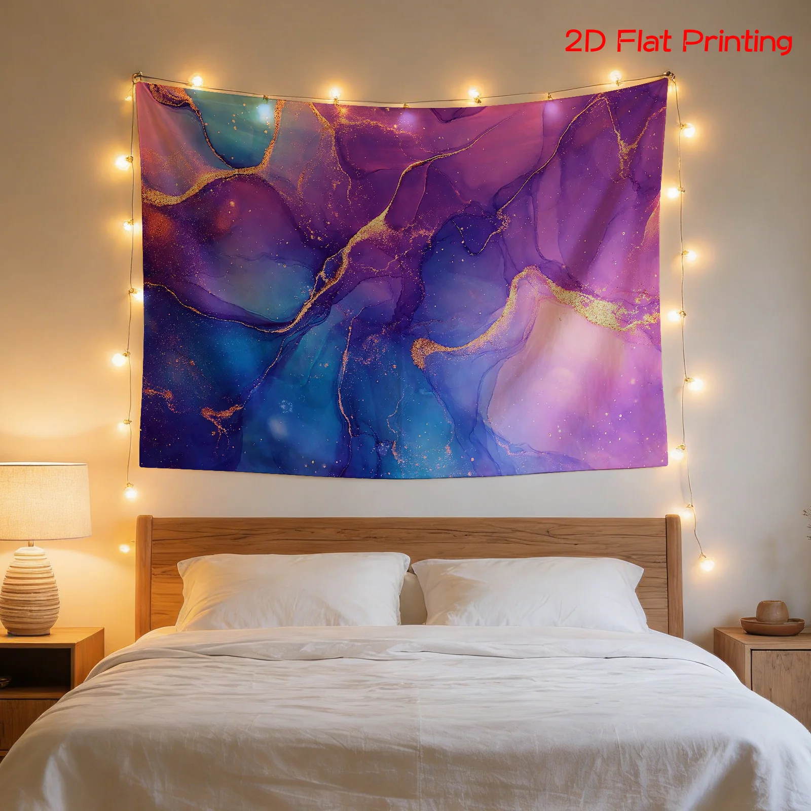 Large Abstract Galaxy Wall Tapestry Purple Blue Gold Cosmic Space Printed Hanging Decor Artwork for Bedroom Living Room Home Dec