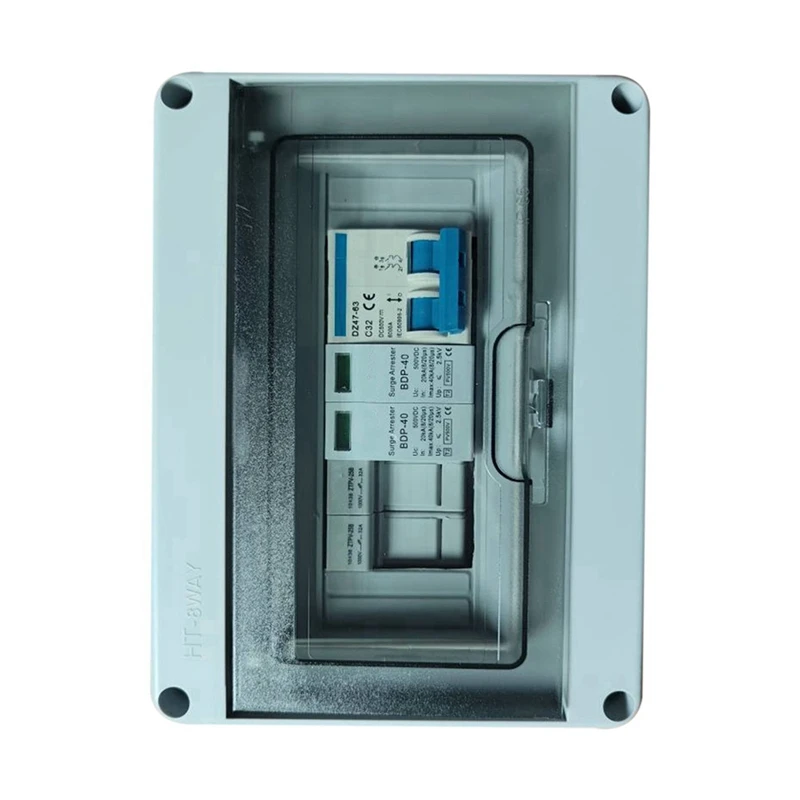 Circuit Junction Box Junction Electrical Box With Protection 1 Input 1 Out DC 500V Fuse MCB SPD Waterproof Box IP65