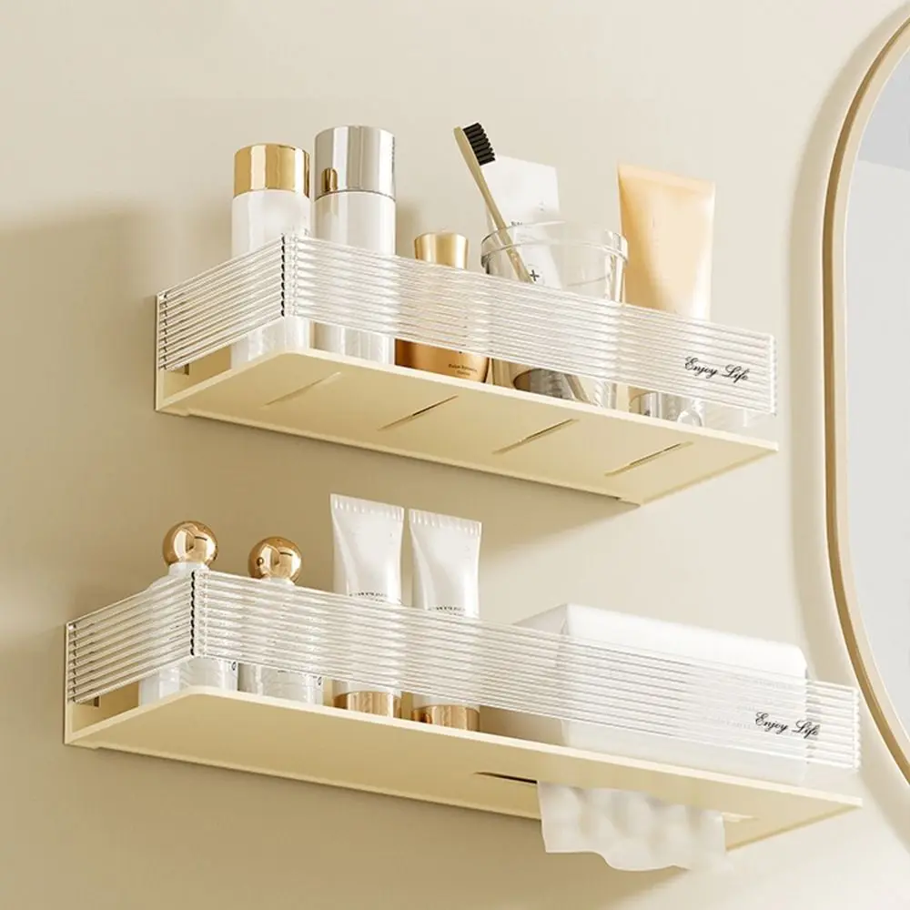 

Plastic Wall Hanging Storage Rack Free Punch Rectangular Shampoo Storage Rack Waterproof Wall Mounted Makeup Organizer