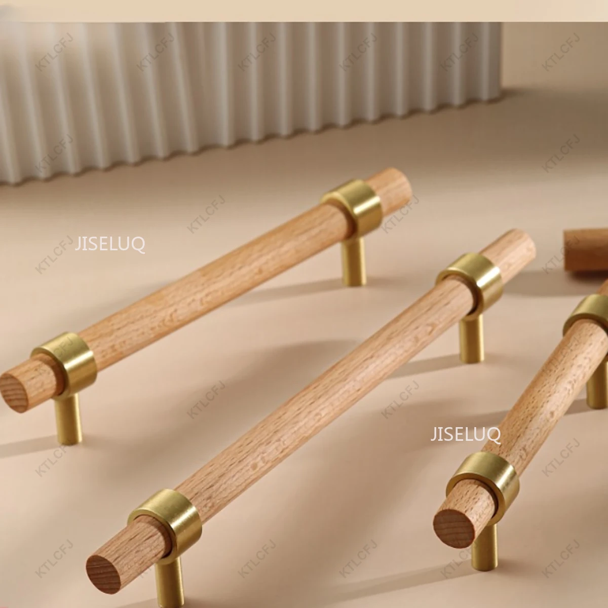 Wood Drawer Natural Wood Color Wardrobe Brass Double Hole Handle Solid Wood Handle Walnut Chinese Cabinet Door Handle