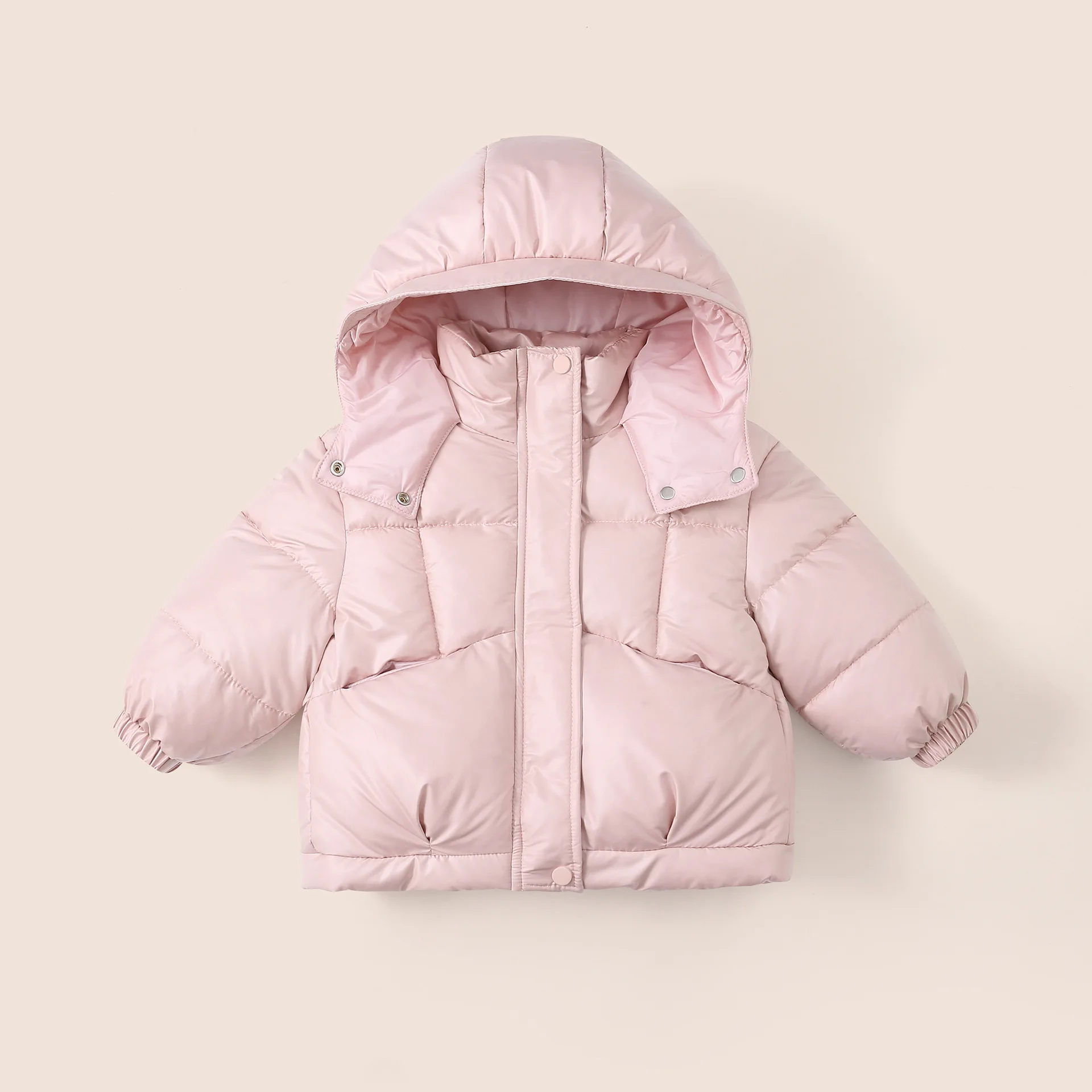2026 Winter New Children Hooded Coat Solid Girls Plus Velvet Thick Cotton Padded Jacket Boys Quilted Jacket Kids Warm Clothes