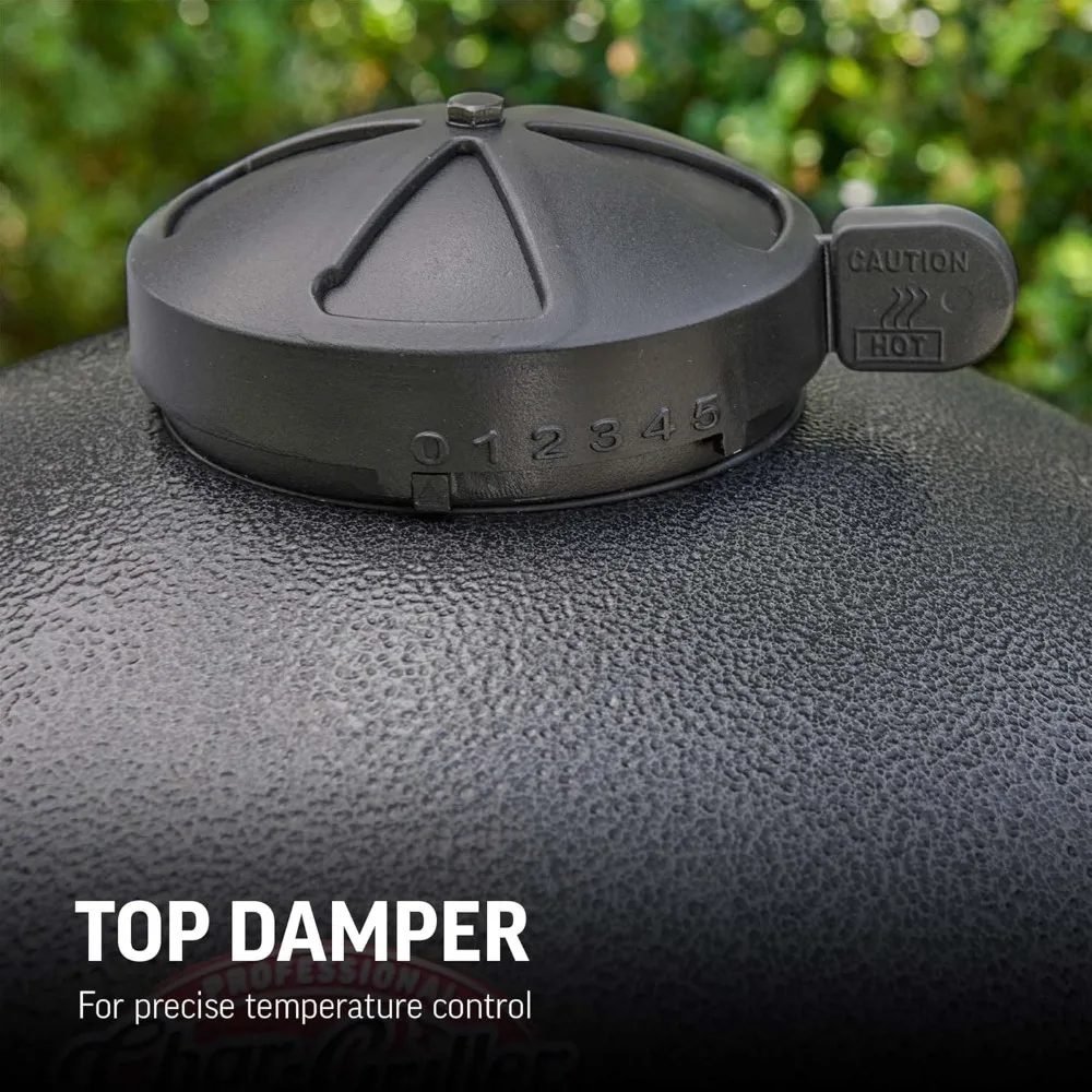 Parrilla y ahumadora de carbón para patio, césped y jardín con rejillas de hierro fundido, rejilla calefactora y tapa de bloqueo