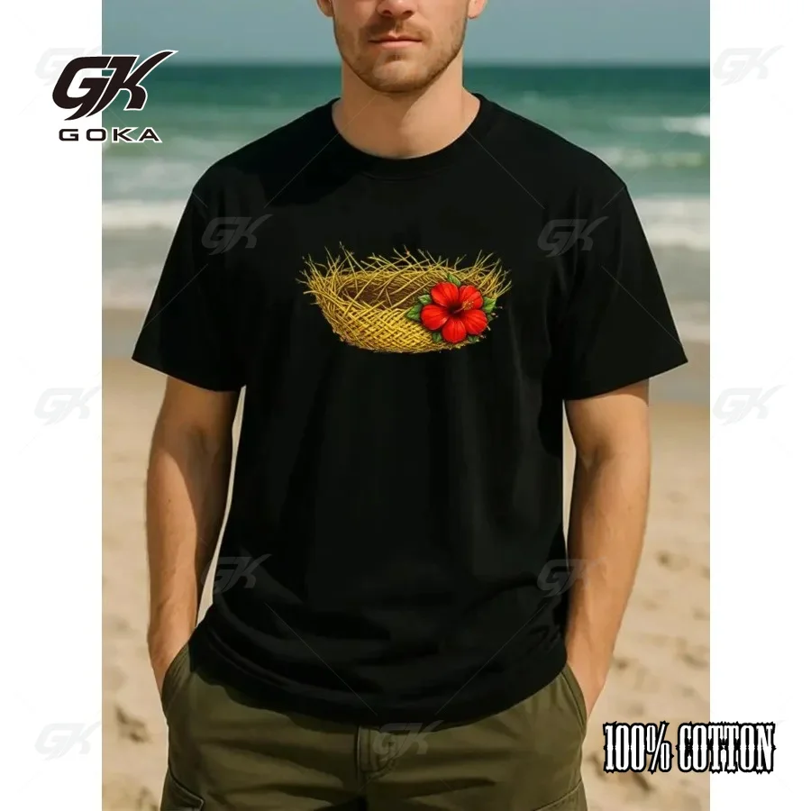 Flower Bird Nest Logo Natural Healing Breeze Breathable T-Shirt, Short-Sleeved Top, Men'S Apparel, Extremely Unisex Clothes