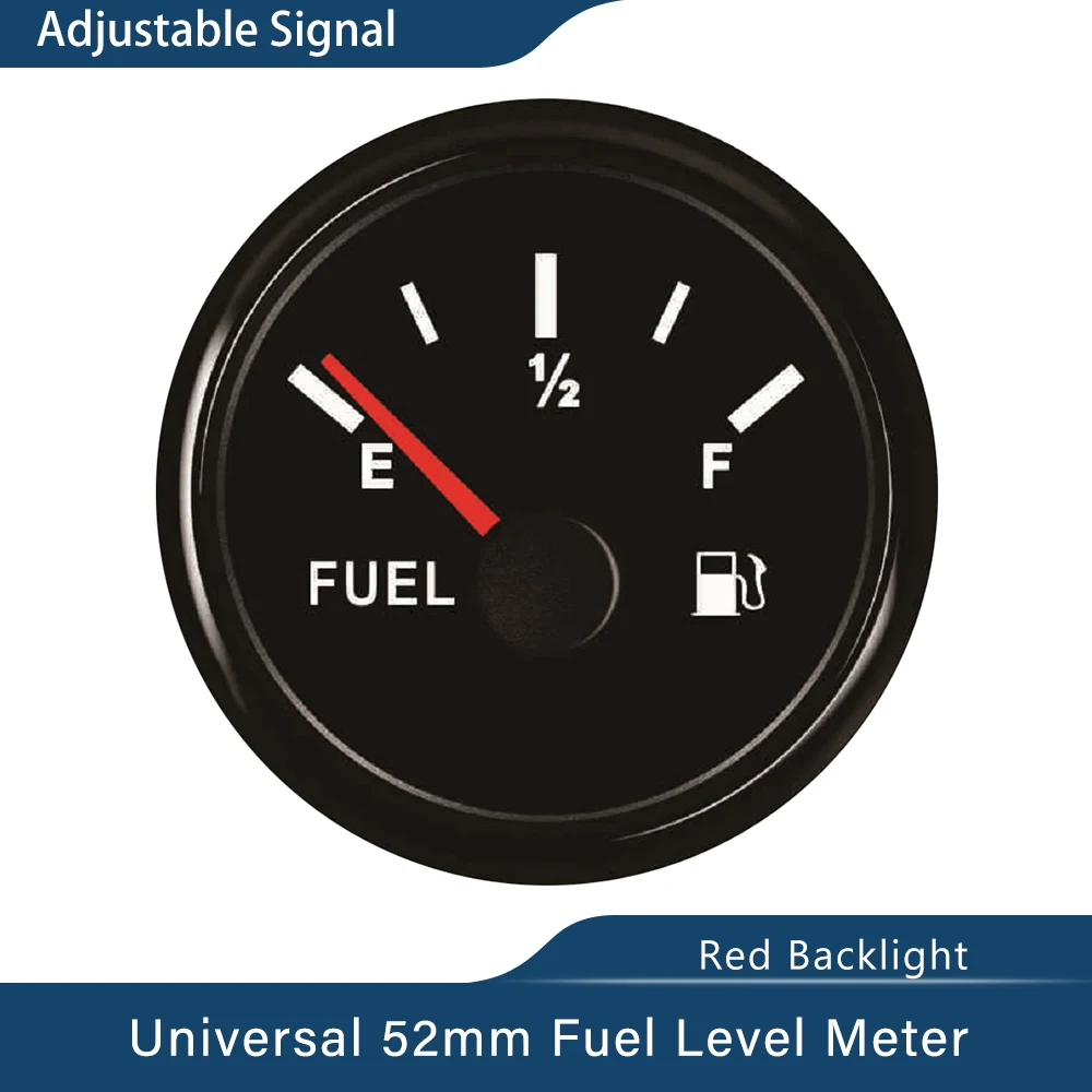 

ELING Waterproof 52mm Fuel Level Gauge Meter Adjustable Signal with Red Backlight for Car Boat Yacht Universal 12V 24V