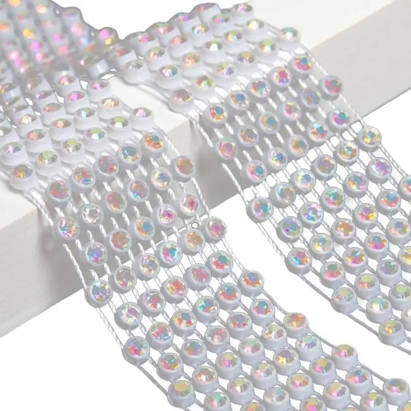 39BD Women Fashionable Elegant Rhinestones Necktie Jewelry Crystal Long Necklace Scarf Shirt Collar Neckerchief for Party