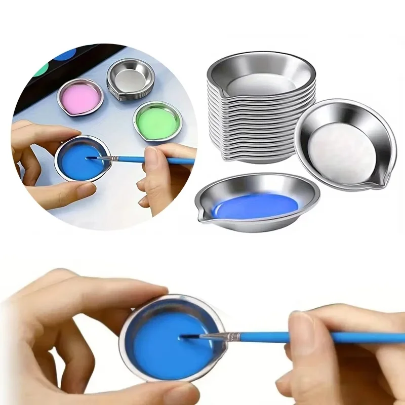 Color Bowls Oil Paint Trays DIY Painting Tools Durable Paint Palette Set For DIY Painting Tools Metal Art Supplies Mixing Cups