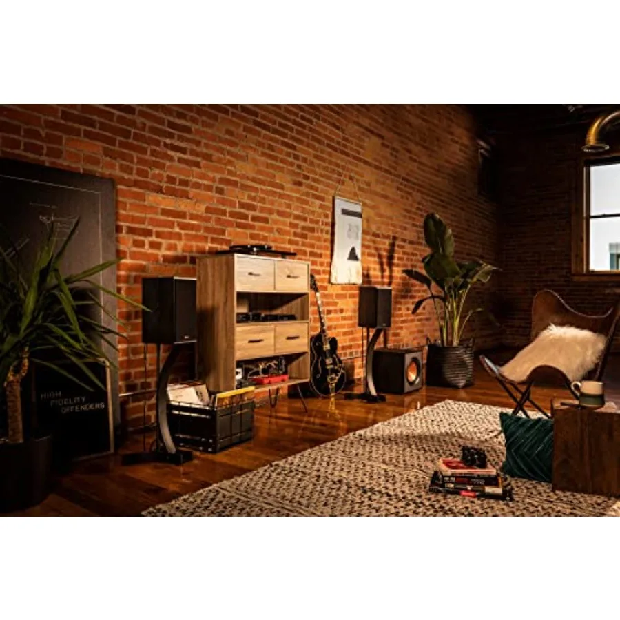 R-120SW Subwoofer For Home Theater Use, Black Plastic Enclosure, Sleek Black Finish, High-Power Dynamic Bass Performance