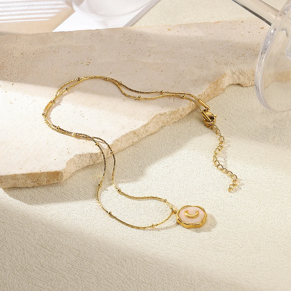 White Enamel Heart Pendant Necklace for Women Beads Chain Charm Necklaces 2025 Trend Gold Color Stainless Steel Jewelry collar