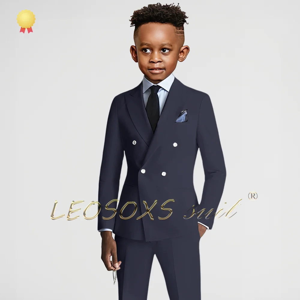 Veste et pantalon à double boutonnage pour garçons, ensemble sur mesure pour enfants, convient aux mariages, fêtes, événements formels