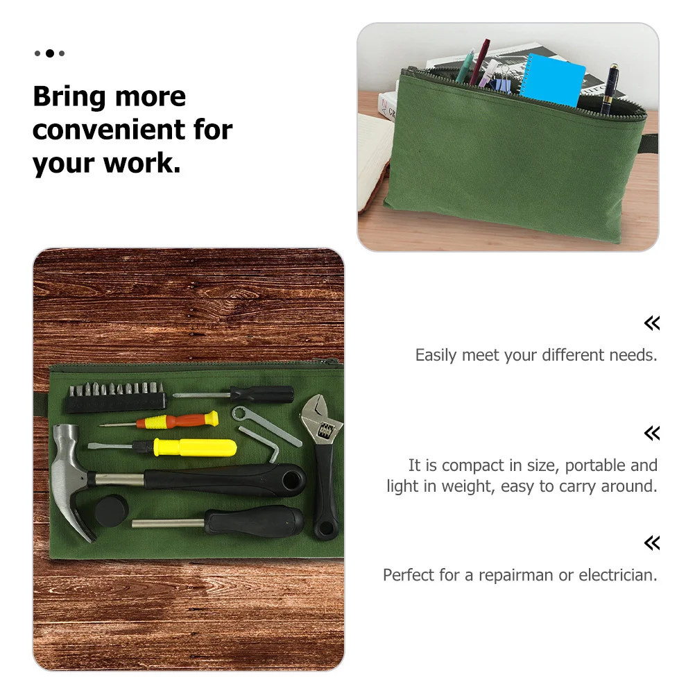 

2Pcs Canvas Tool Bag Heavy Duty Storage Pouch for Craft Workers Electricians with Zipper Closure Canvas Tool Bag