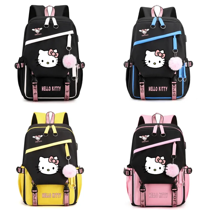 

Hello Kittys Sanrios Girl Backpack School Bag Student Boy Girl Printing Large Capacity Oxford Cloth Multifunctional Storage Bag