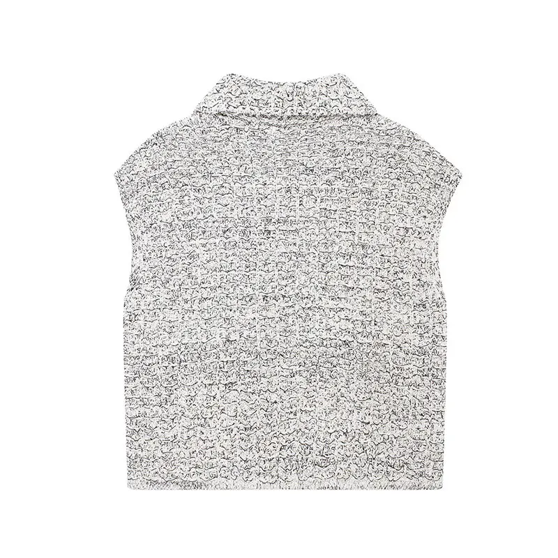 TFAFXY Women Trendy Knitted Vest Leisure Street Style Single-breasted Waisted Vest 2026 Autumn Fashion Elegant Commute Vest