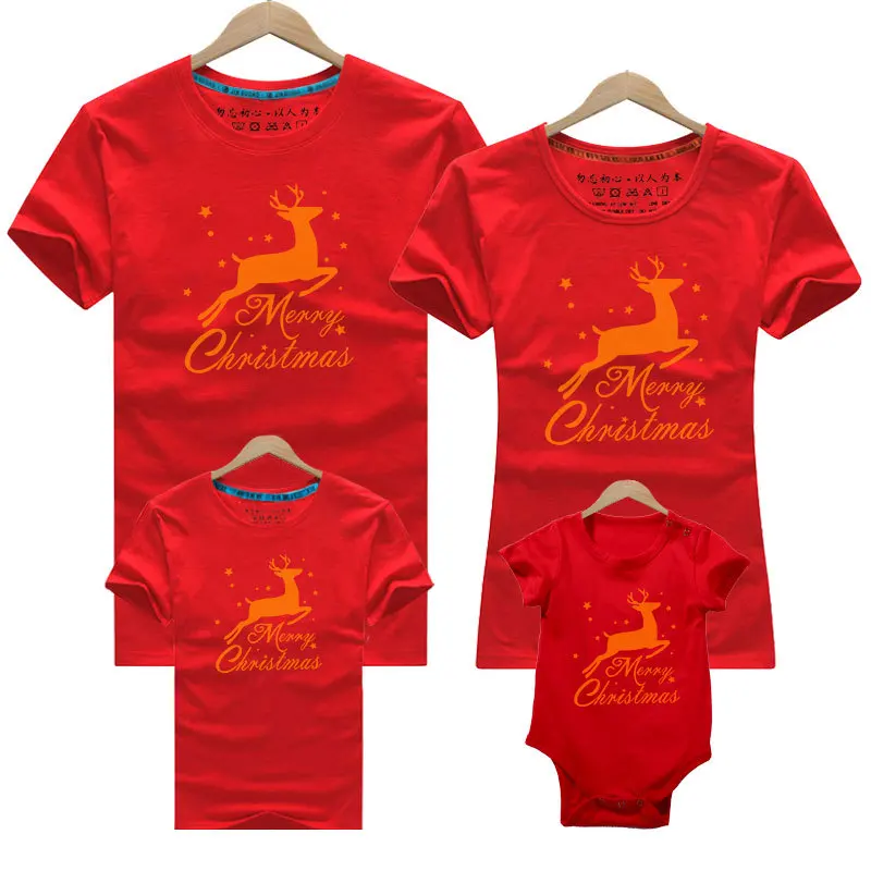 

Christmas Family Matching Clothes Mom Dad Son Daughter T-shirts kids Tops Couple Tees