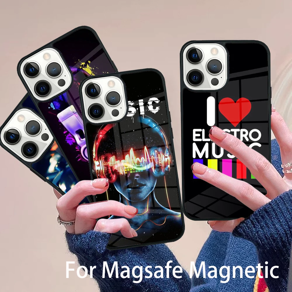 

DJ music Phone Case Magesafe Magnetic Wireless Charge Cover For IPhone 16 11 12 13 14 15 Pro Max Plus Mini