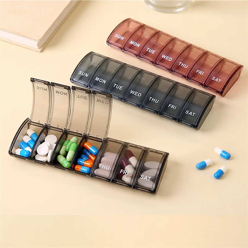 Weekly Pill Organizer with Effortless Opening Travel Design Medicine Pill Organizers BPA Free 7 Day Pill Case Container JT245