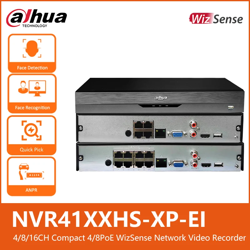 Dahua NVR4104HS-P-EI 4PoE NVR4108HS-8P-EI 4/8CH 8PoE WizSense Network Video Recorder NVR IP Camera System Security Protection