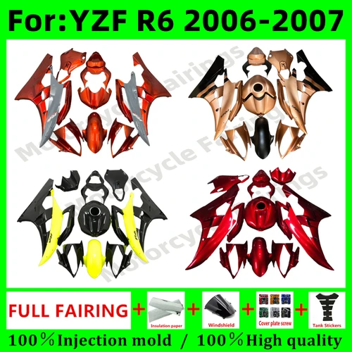 新しい ABS オートバイ射出成形金型フルフェアリングキットヤマハ YZF R6 06 07 YZF-R6 2006 2007 モデルボディワークフェアリングキット