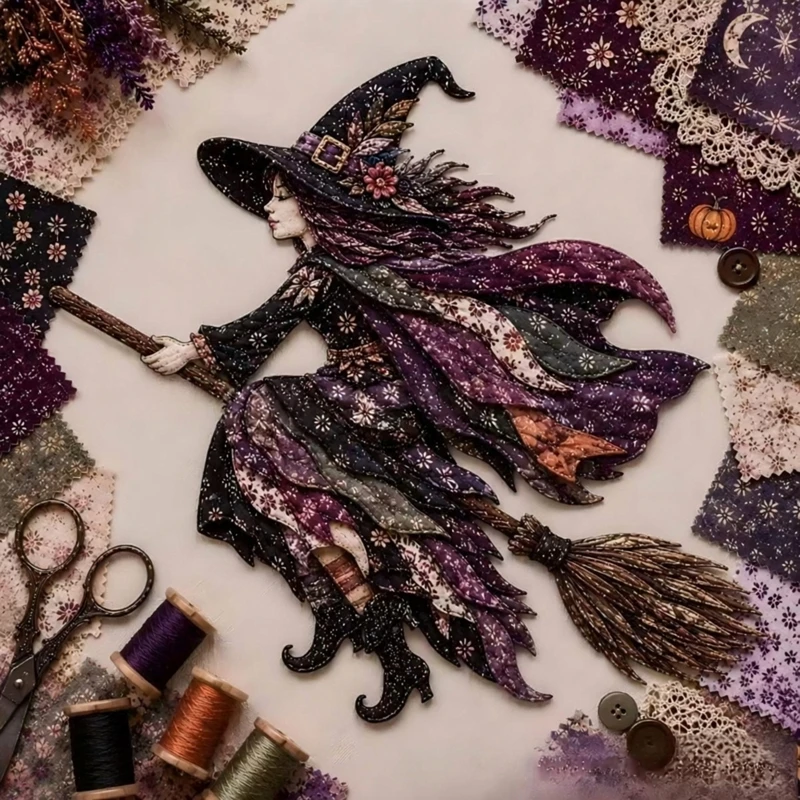 Halloween Patchwork Scrap Fabric DIY Kit Handmade Craft Sewing Set Materials Spooky Home Decor Ornament For Party Gift Art New