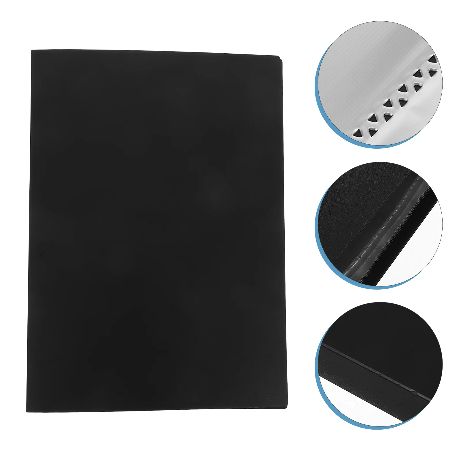 

20 Pocket Black Presentation Folder PP Material Matte Finish Waterproof Document Organizer for A4 Sheets Music Scores Portable