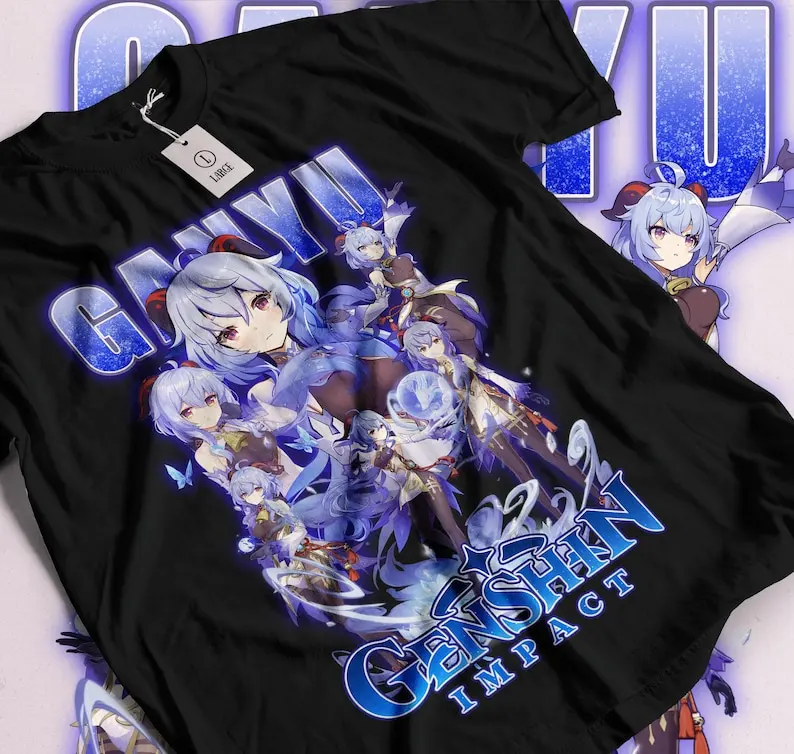 Genshin Impact Unisex T-Shirt - ganyu / Wanderer / Kunikuzushi, Japanese Anime Genshin Impact, Gaming T-Shirt, Anime Waifu Shirt