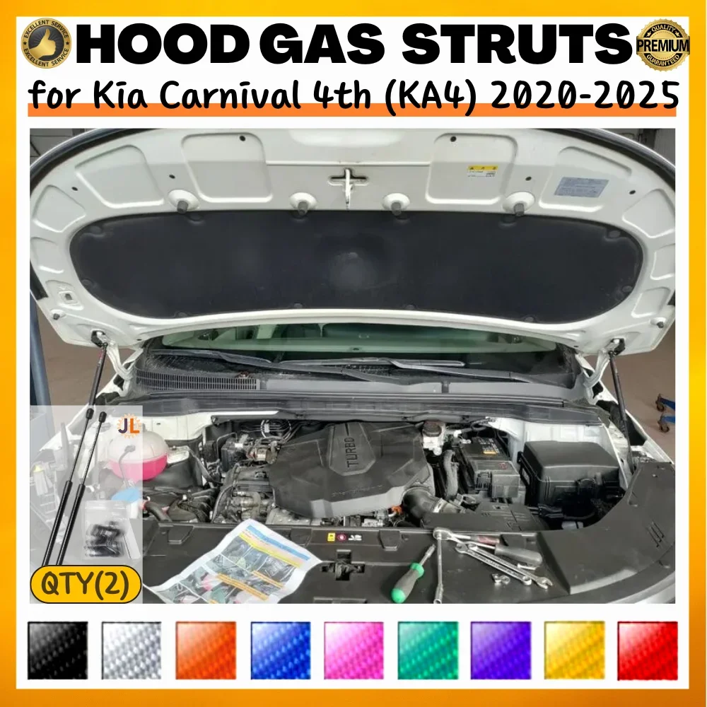 Qty(2) Hood Struts for Kia Carnival 4th (KA4) 2020-2025 Front Bonnet Modify Gas Springs Shock Absorber Lift Supports Dampers