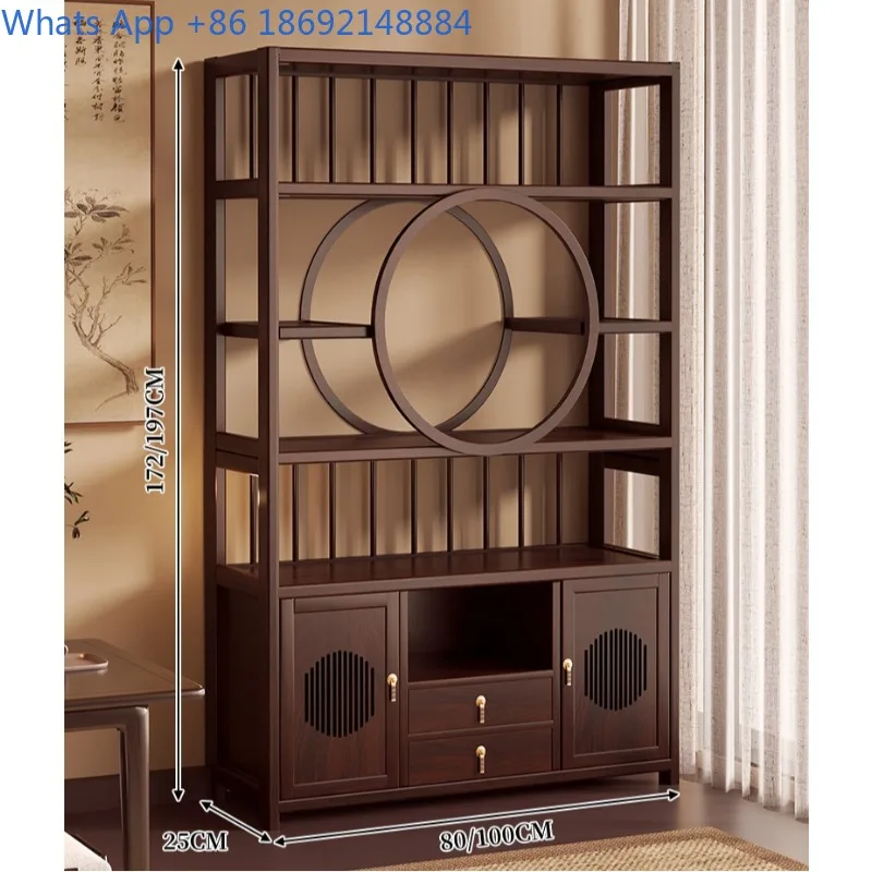 Office Tea Room Storage Rack New Chinese Style Living Room Screen Entrance Wine Cabinet Bookshelf