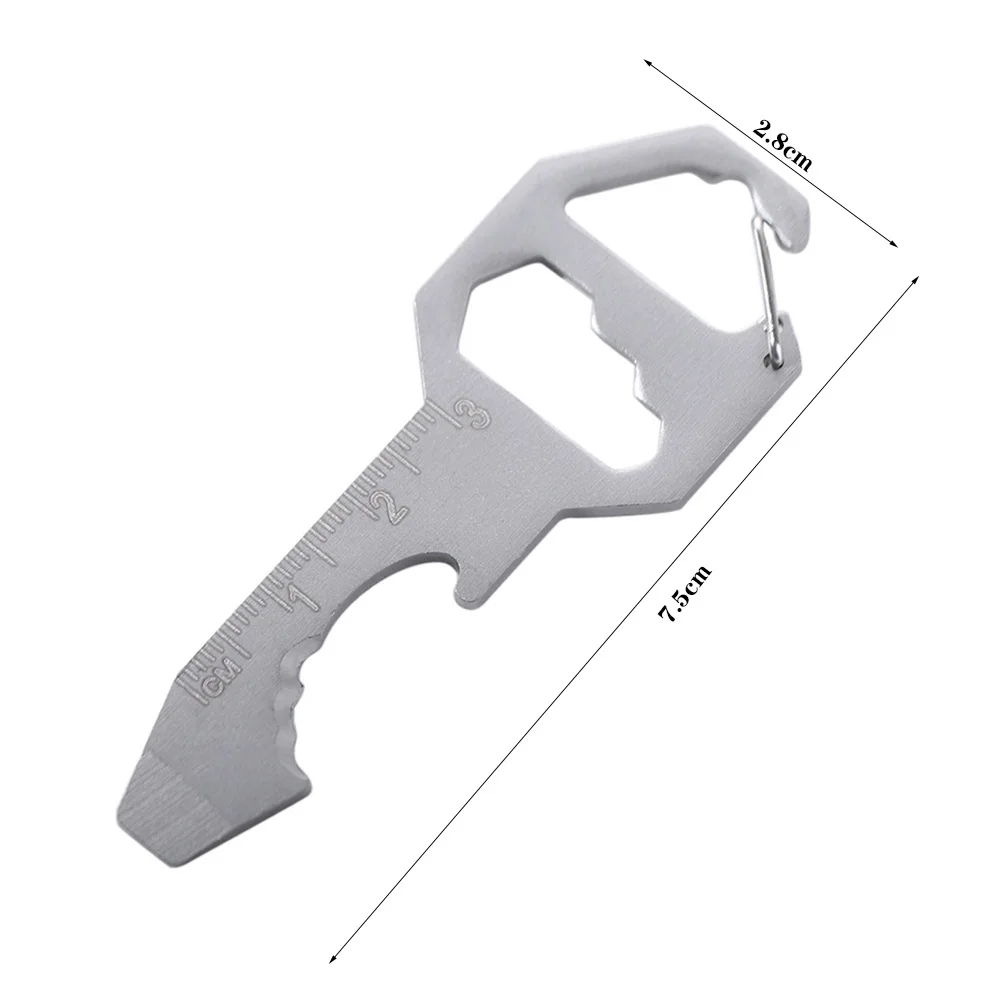 6 in 1 Multi-use Mini Tool Wrench Bottle Opener Utility Gadget Measuring Ruler Screwdriver Multi Tool Keychain Outdoor Survival