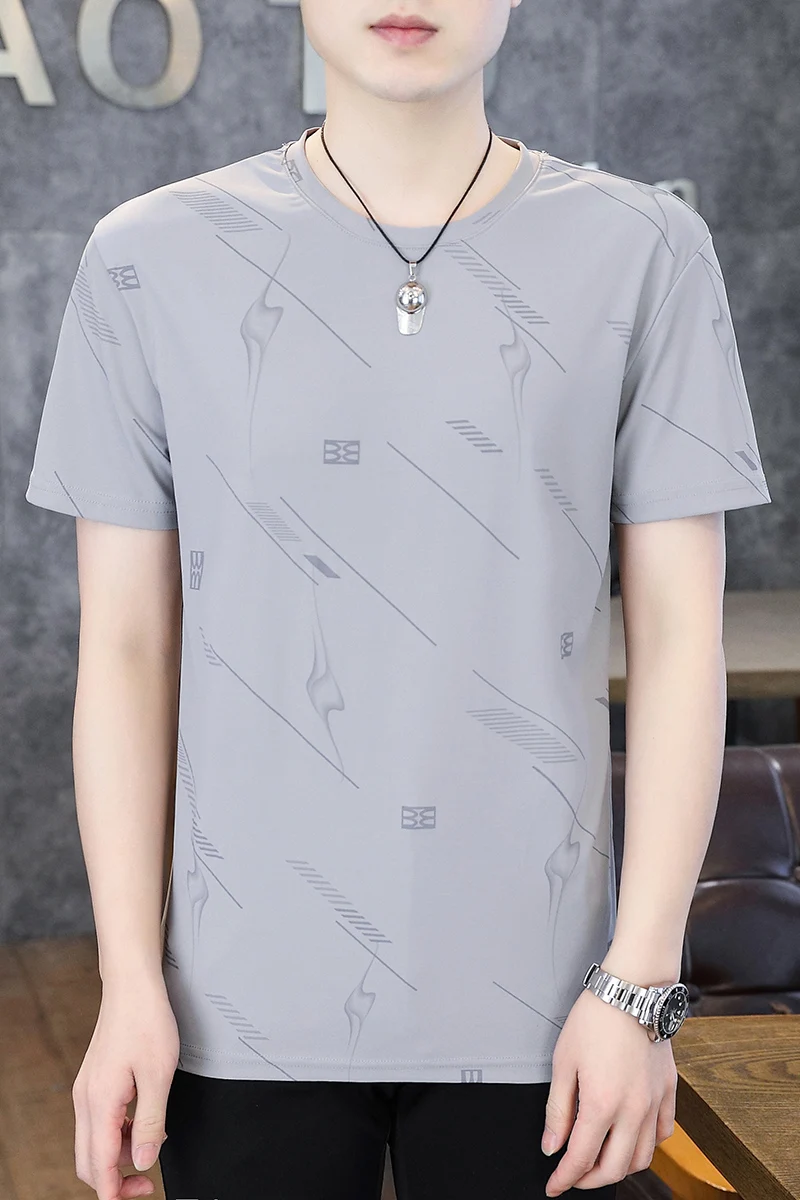 2026 Summer New Style Men's Round-neck Plaid Short-Sleeved T-Shirt Trendy Underwear Casual Short-Sleeve
