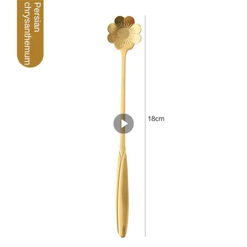 Small Spoon Dessert Honey Light Stainless Steel 18cm Long Kitchen Accessories Flower Spoon Extended Creative Meticulous Spoon