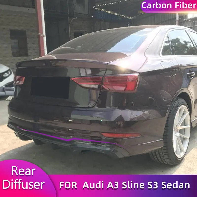 

Carbon Fiber Rear Bumper Diffuser Lip Spoiler for Audi A3 Sline S3 Sedan 2017 2018 Car Racing Rear Diffuser Apron Lip Body Kit