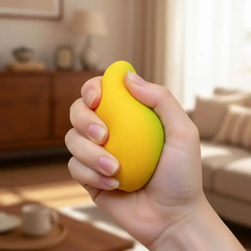 【D】Squeeze Mango Squishy Ball Slow Rebound Stress Relief Fidget Toy Soft Non-Toxic Decompression Toy for Travel Home Use