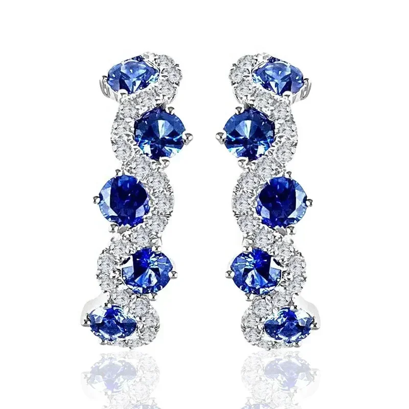 Klein Luxury Shiny Zirconia Hoop Earrings for Women Engagement Ceremony Wedding Party Jewelry Accessory