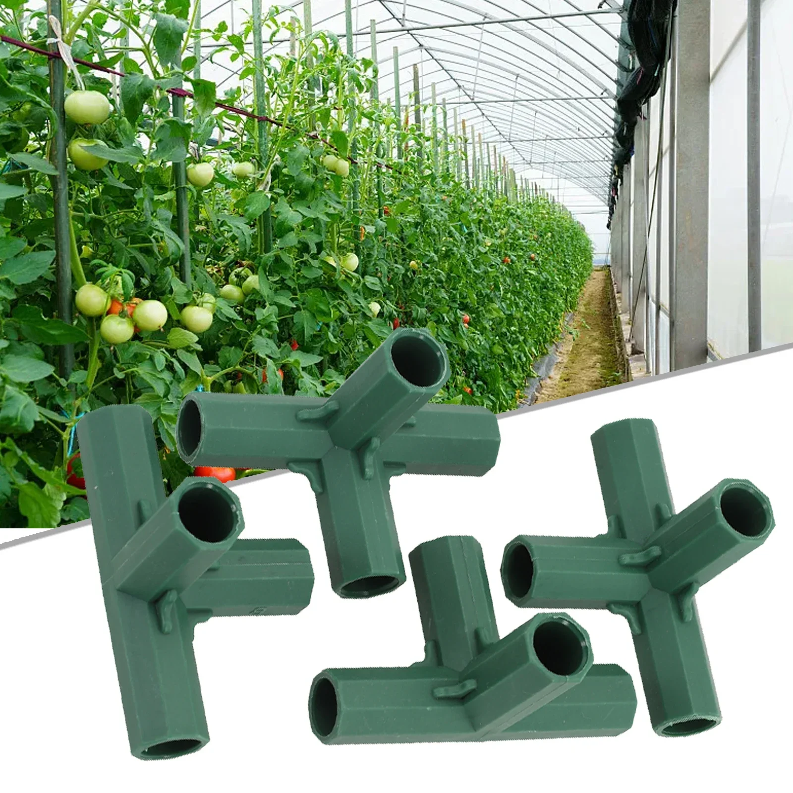 4pcs Connector Plastic Structure Connectors Green Outdoor Garden Greenhouse Pole Joints Adapter Garden Structure Pole Joints