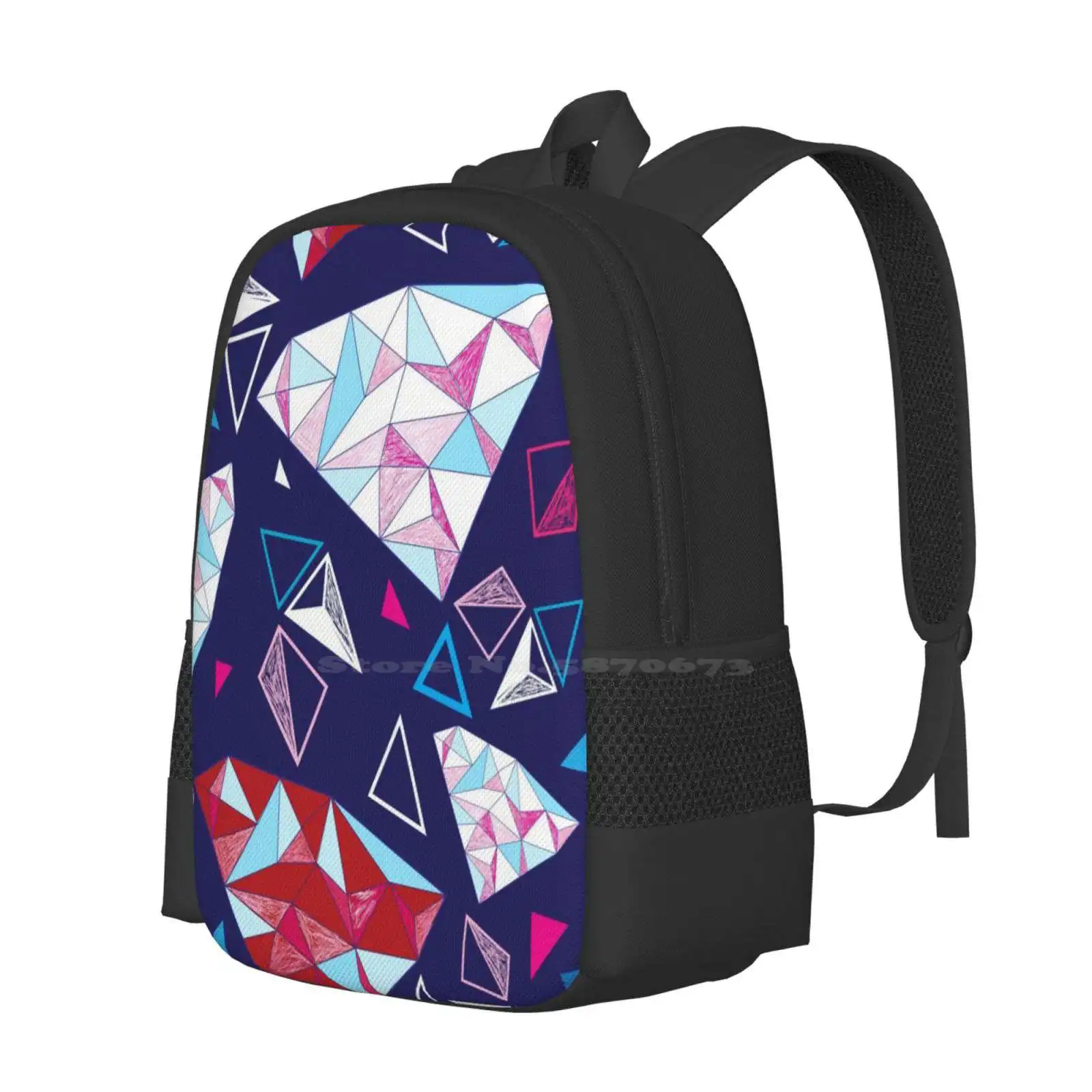 Seamless Geometric Pattern Of Triangles Hot Sale Backpack Fashion Bags Abstract Crystal Hand Drawing Wallpaper Seamless